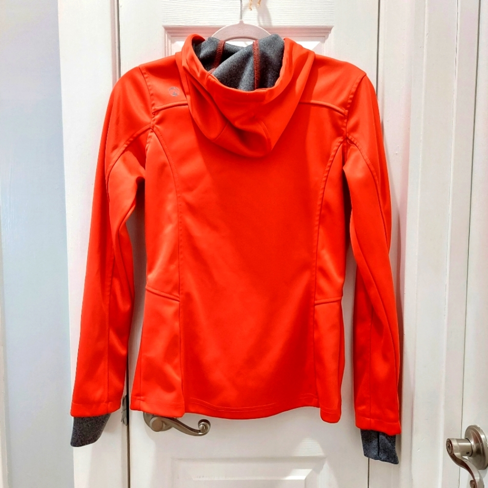 Mondetta Orange sport jacket Thumb Holes Hood Zipper Size SP